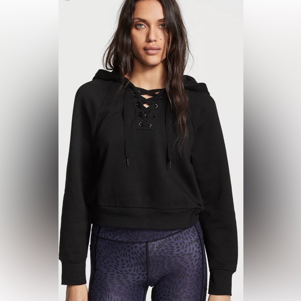 Victoria's Secret Lace-Up Crop Hoodie